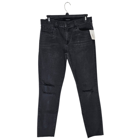 J Brand High Rise Crop Skinny Photo Ready Gray Black Distressed Jeans 29 NWT - Picture 1 of 9